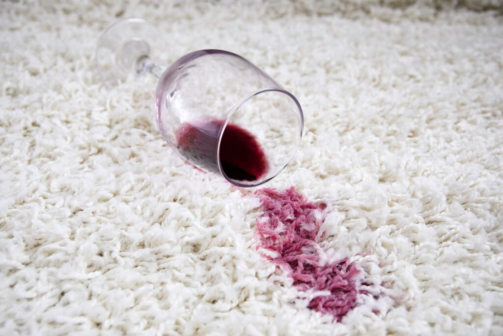 spilt red wine on carpet